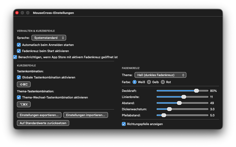Settings window (macOS)